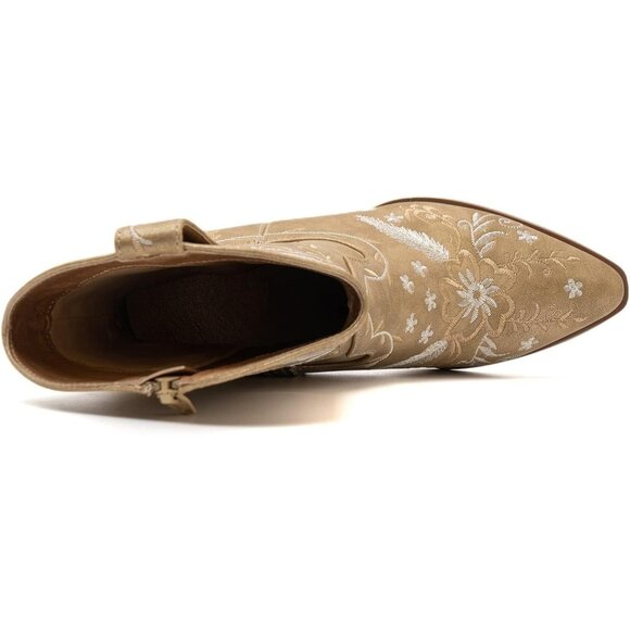 Anjoufemme Mid-Calf Boot Gold Polyurethane Embroidered Round-toe - Picture 7 of 8